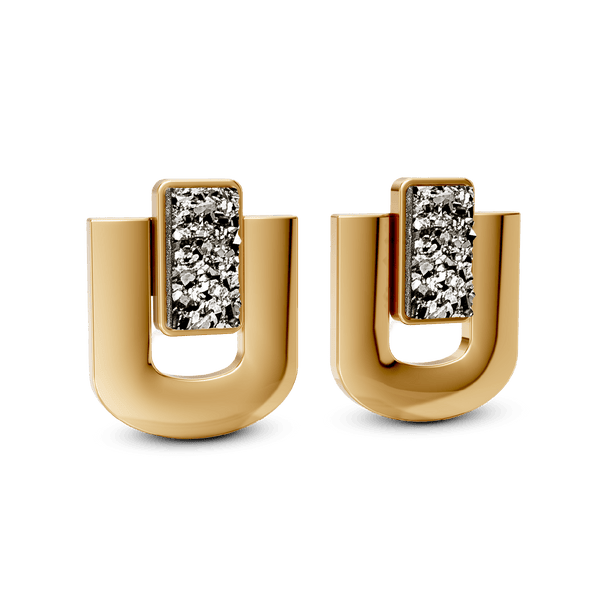 Brinco Estrutura - Drusa Metalizada | Semijoia Banhada a Ouro 18K