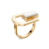 Anel Elos - Porcelana Branca | Semijoia Banhada a Ouro 18K