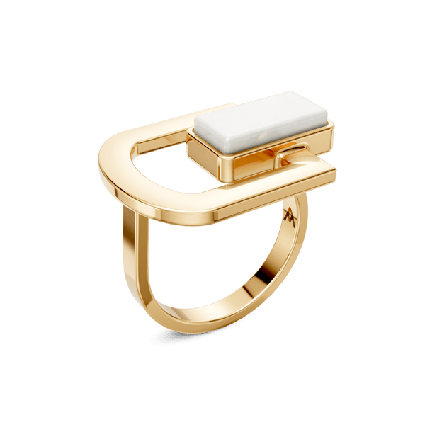 Anel Elos - Porcelana Branca | Semijoia Banhada a Ouro 18K