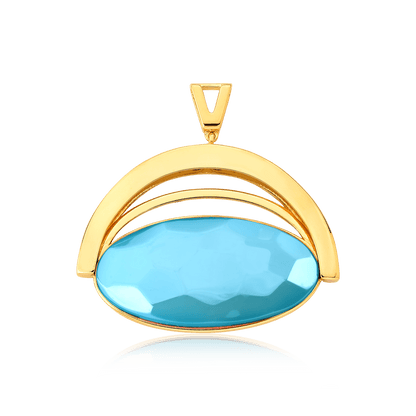 Pingente Ópera - Ágata Azul Céu — Ouro 18K | Aimer Joias | semijoia feminina pedra natural