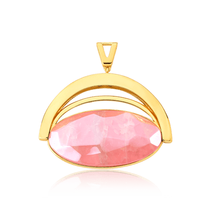 Pingente Ópera - Quartzo Rosa — Ródio Negro | Aimer Joias | semijoia feminina pedra natural