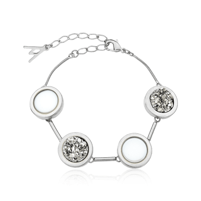 Pulseira Magnífica - Drusa Platina e Porcelana Branca — ângulo 1